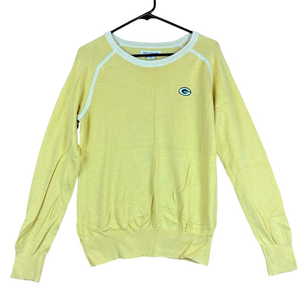 Cutter Buck Mens Sweater Yellow Green Bay Packers Crew Neck Athletic Large